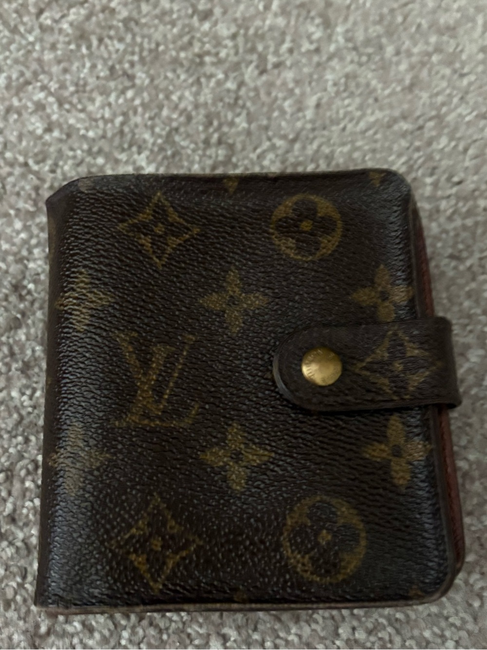 Authentic Louis Vuitton monogram compact zip leather wallet